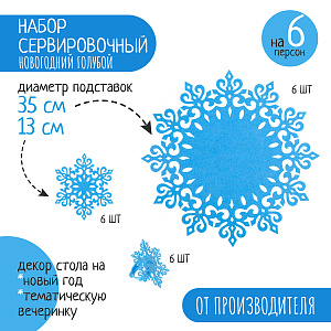 Набор для сервировки стола Новогодняя сервировка Голубая, 18 предметов, Санта Лючия