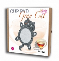 Felt puzzles and appliques Cup pad "Grey Cat"