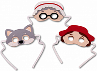 Детские карнавальные маски. Набор: Красная шапочка, Волк, Бабушка