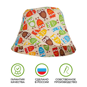 Панама детская летняя, с совами, двусторонняя, Санта Лючия