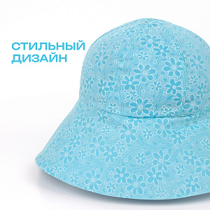 Панама детская летняя, Голубая, Двусторонняя,  Санта Лючия