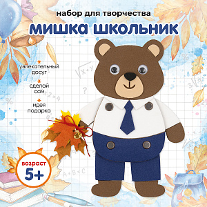Подарок на 1 сентября ученикам, Набор для творчества Мишка школьник, Санта Лючия 