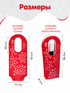Подарочная упаковка новогодняя, Красная Ажурная для бутылок, 40х17 см, Санта Лючия