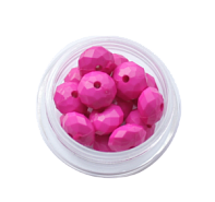 Фурнитура  Бусины пластик розовый таблетка гранен 6мм (3гр)