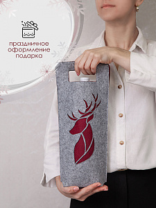 Подарочная упаковка новогодняя, Ажурная для бутылок, Олень